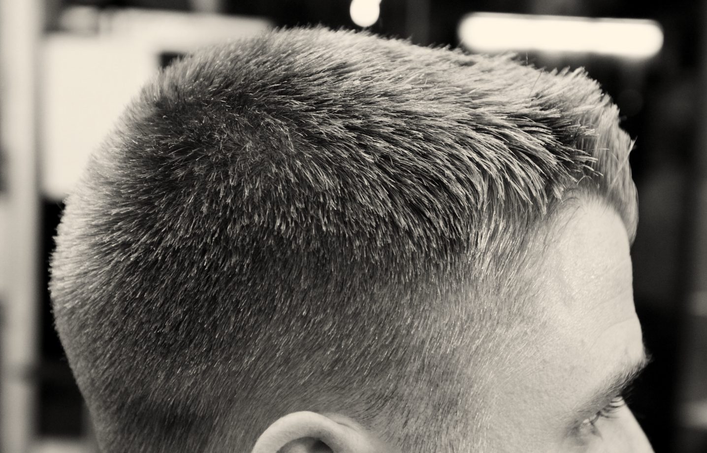A finished short back and sides, close up