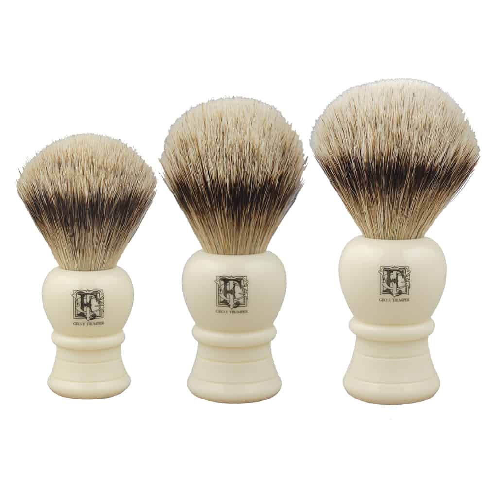 Three Geo. F. Trumper badger shaving brushes