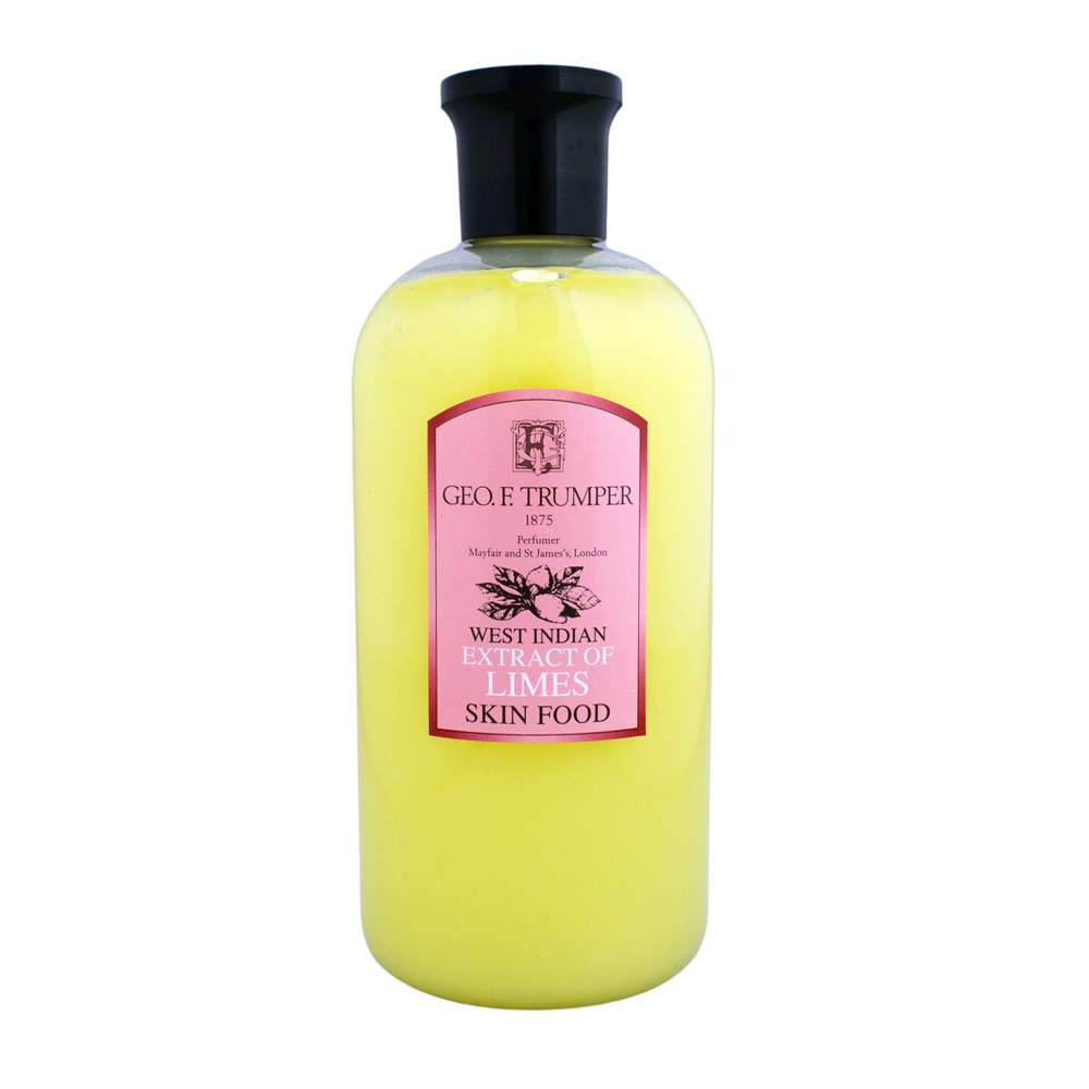 A bottle of Geo. F. Trumper Extract of Limes skin food